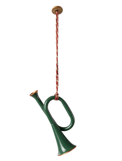 Maileg - Metal ornament, Trumpet - Dark green