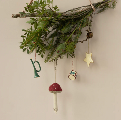 Maileg - Metal ornament, Trumpet - Dark green