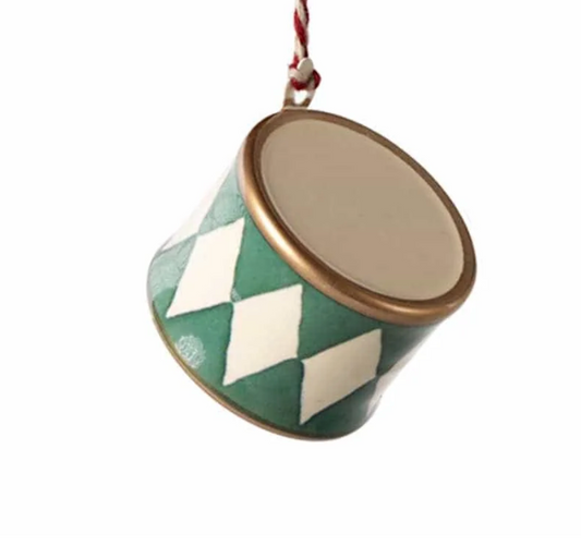 Maileg - Metal ornament, Small drum - Dark green