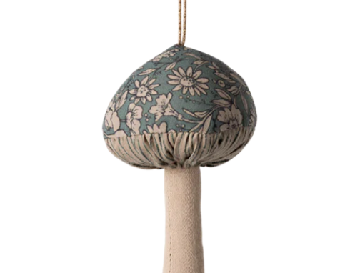 Fabric ornament, Mushroom - Blossom - Green/blue