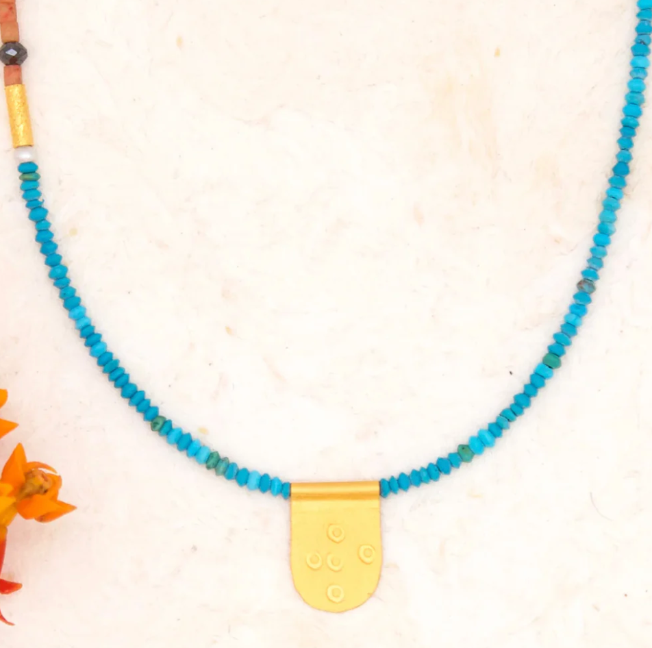 River Song - Brilliant Blue Turquoise with Tiny Tab Talisman Necklace
