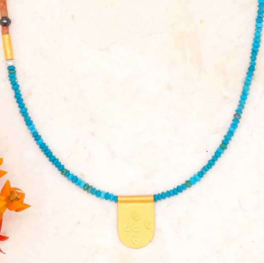 River Song - Brilliant Blue Turquoise with Tiny Tab Talisman Necklace