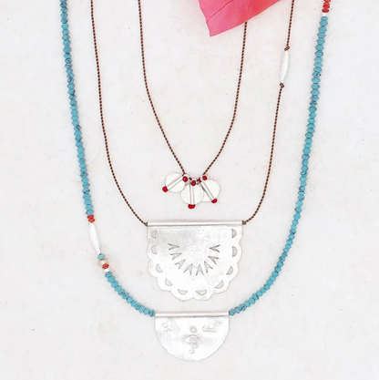 River Song - Silver Talisman on Turquoise Necklace