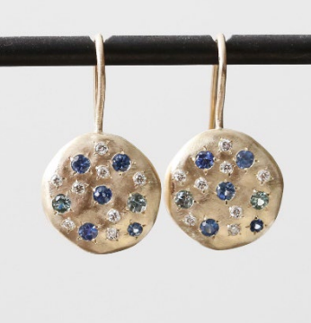 Yasuko Azuma - 18ky Dew disc sapphire and diamond earrings