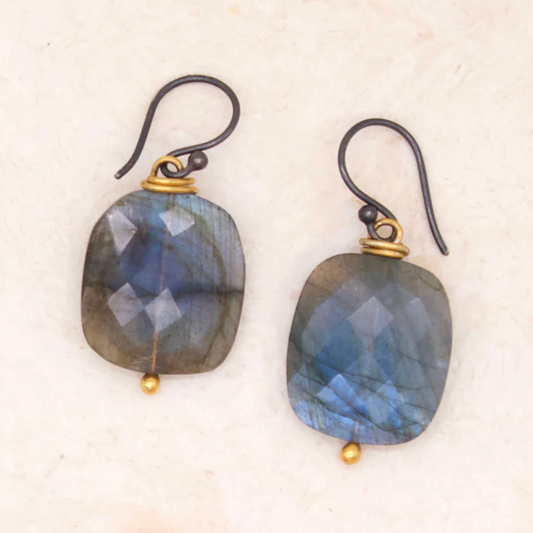 River Song - Flashing Blue Labradorite Earrings