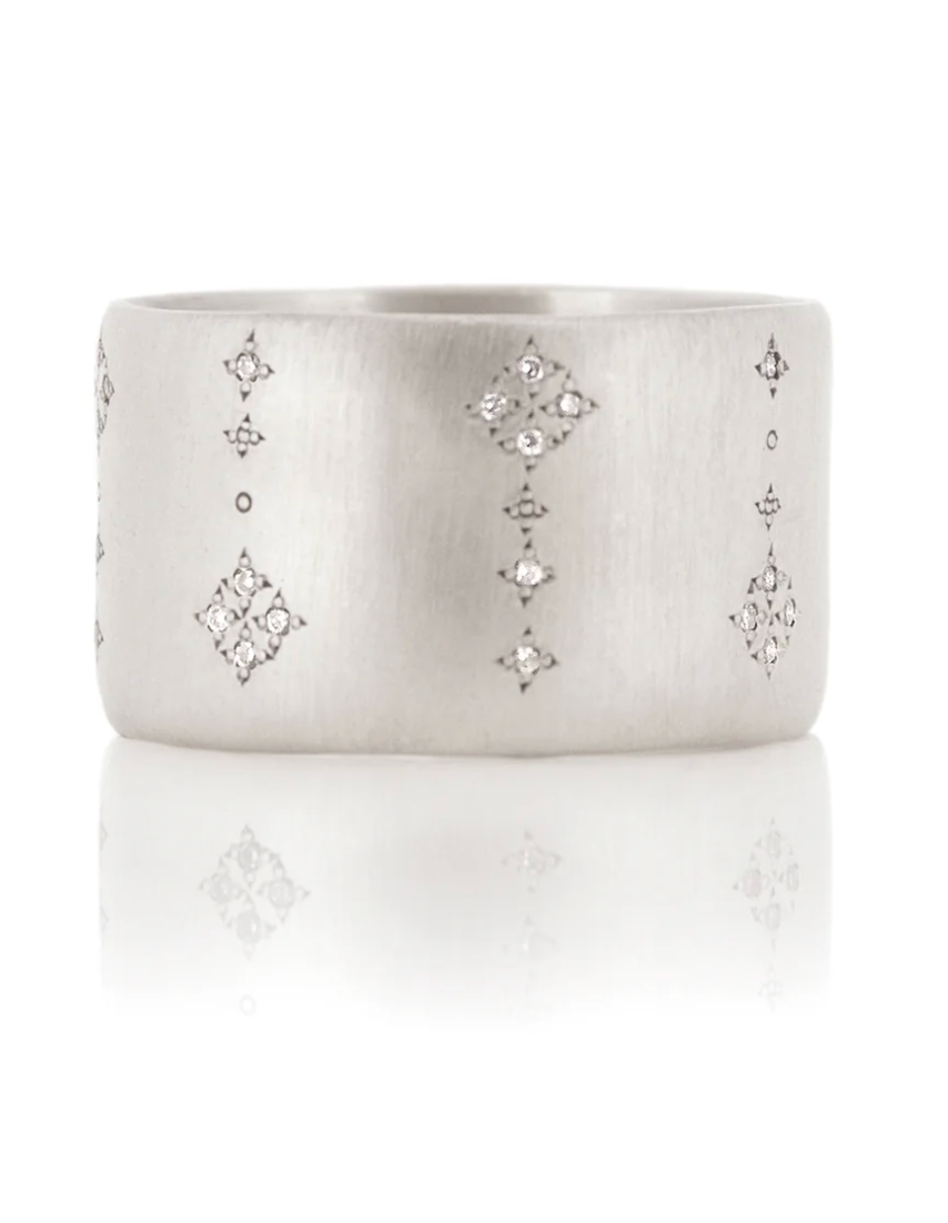 Adel Chefridi - Silver Shooting Star Band in Diamond Ring