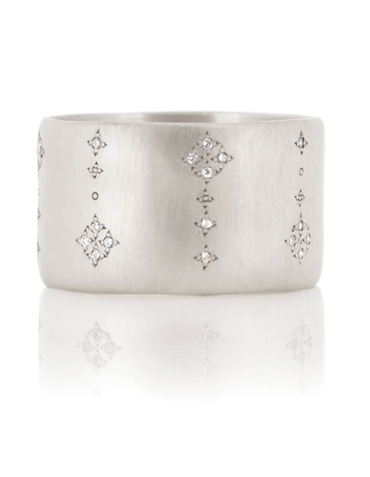 Adel Chefridi - Silver Shooting Star Band in Diamond Ring