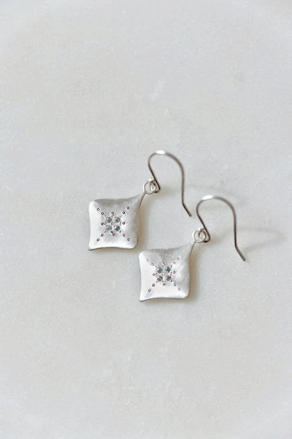 Adel Chefridi - Silver Night Earrings in Aquamarine