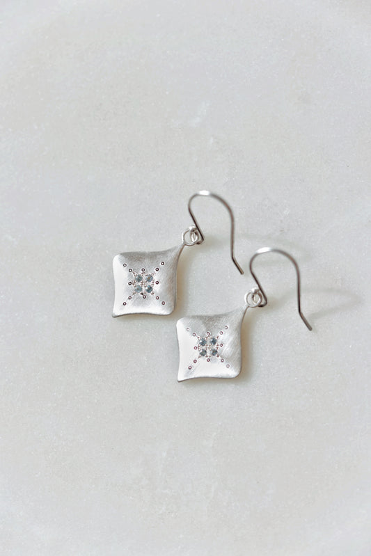 Adel Chefridi - Silver Night Earrings in Aquamarine