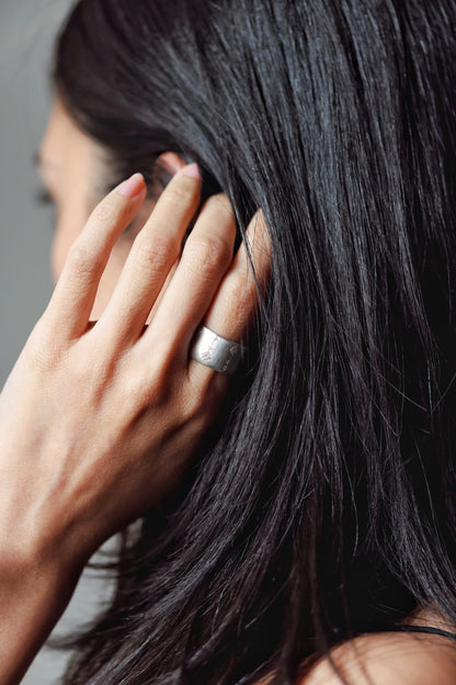 Adel Chefridi - Silver Shooting Star Band in Diamond Ring