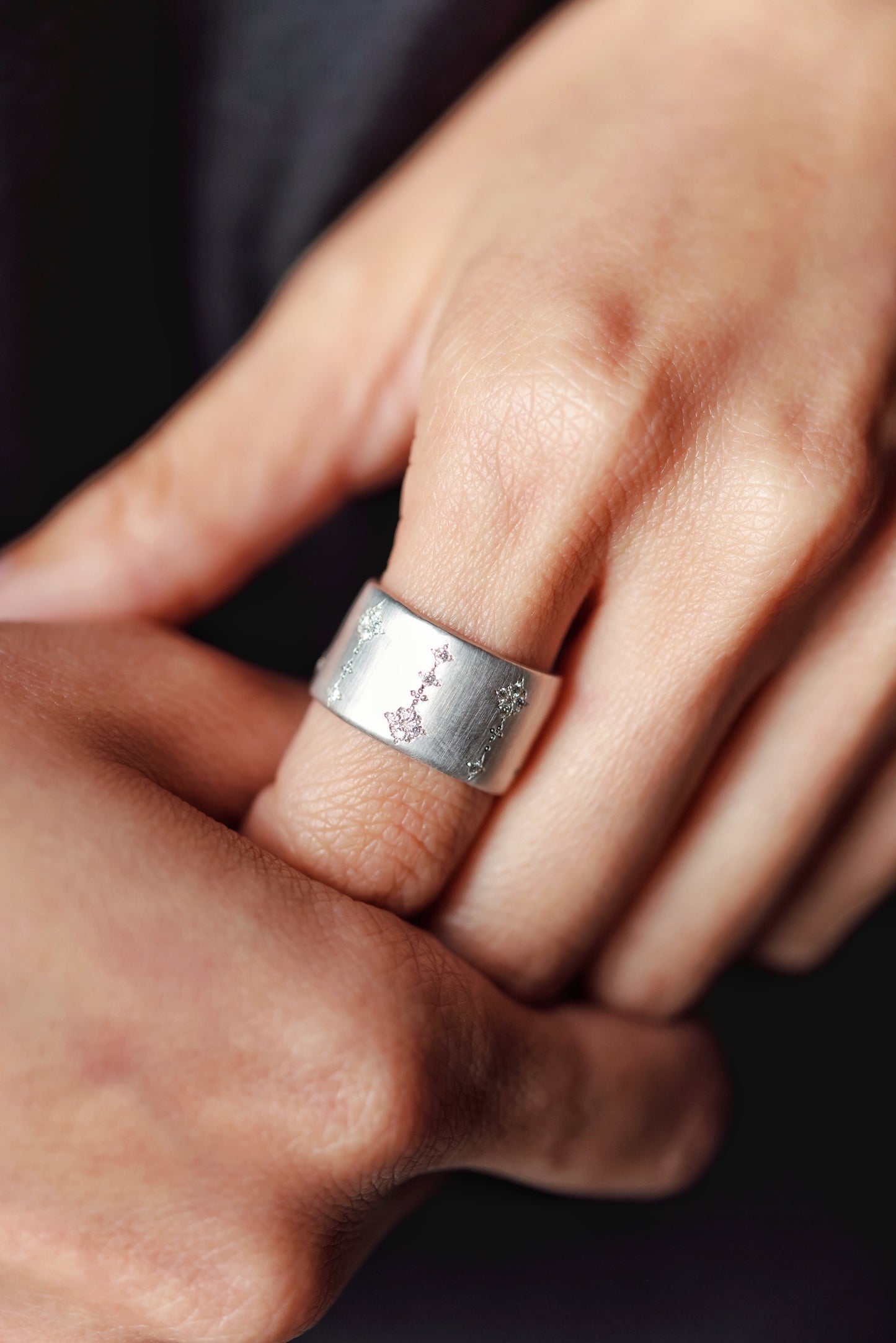 Adel Chefridi - Silver Shooting Star Band in Diamond Ring