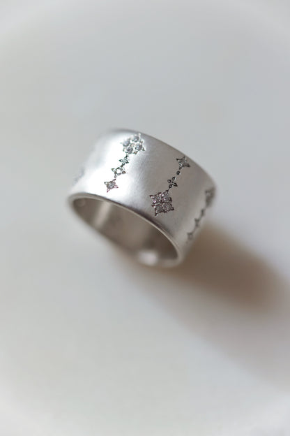 Adel Chefridi - Silver Shooting Star Band in Diamond Ring
