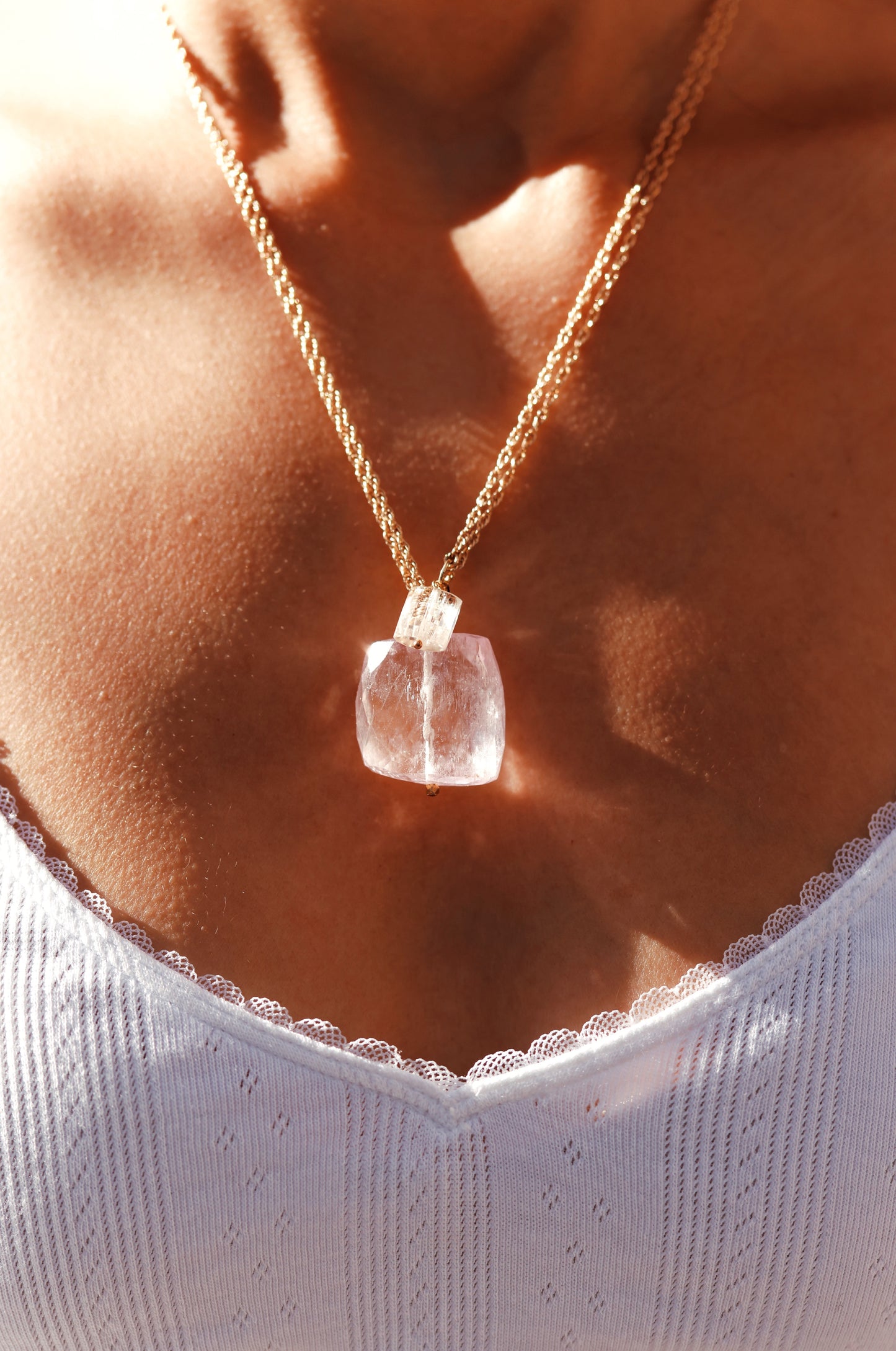 Rock Stella - Kunzite square drop ballast necklace