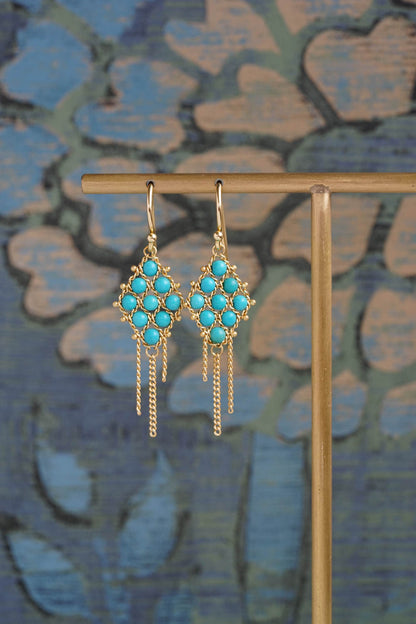 Amáli - Small Woven Turquoise Textile Earrings