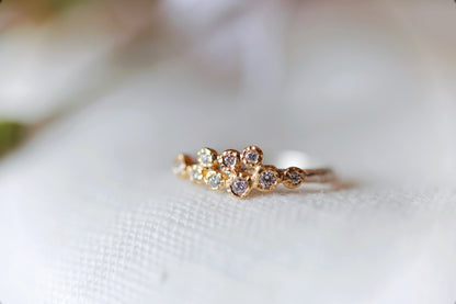 Yasuko Azuma - 18ky 9-bezel, 0.16ct diamonds, ss textured band, size 6.5