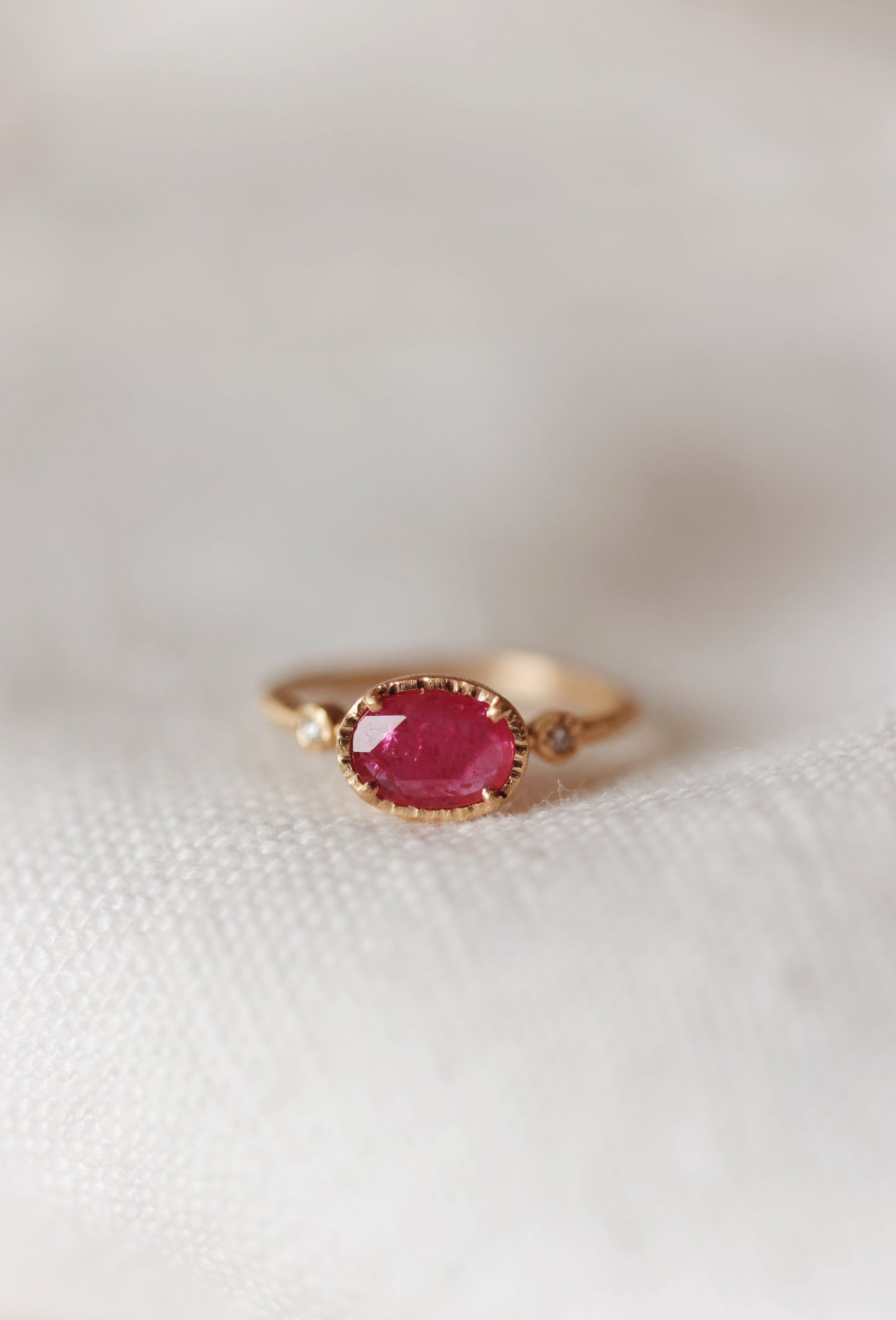 Yasuko Azuma - 18ky, 0.85ct Ruby muguet ring, 0.03ct diamonds - size 6.5