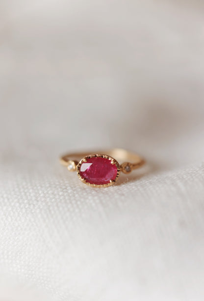 Yasuko Azuma - 18ky, 0.85ct Ruby muguet ring, 0.03ct diamonds - size 6.5