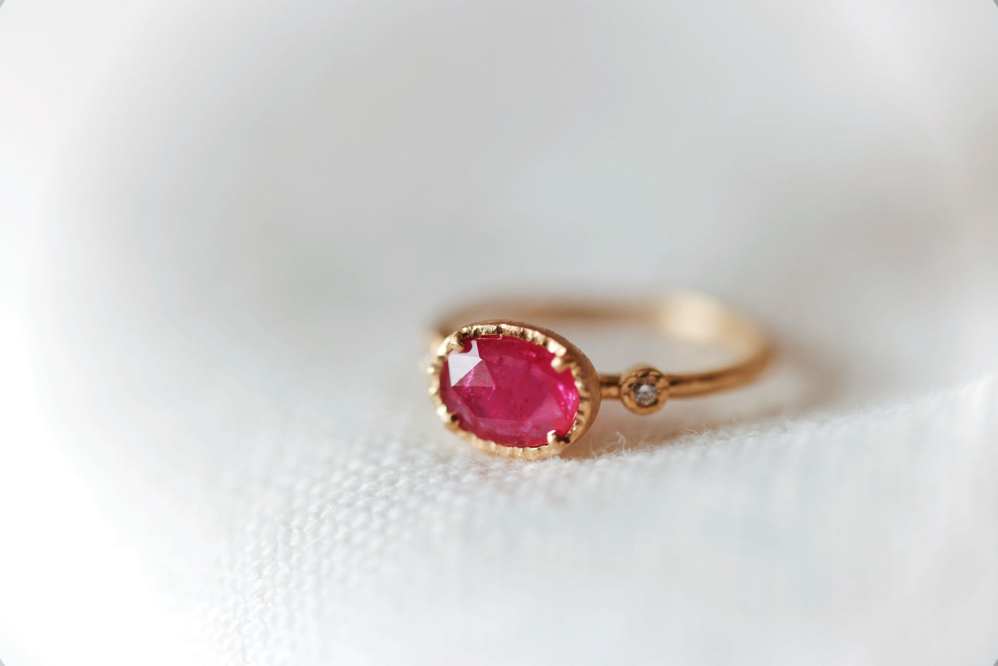 Yasuko Azuma - 18ky, 0.85ct Ruby muguet ring, 0.03ct diamonds - size 6.5
