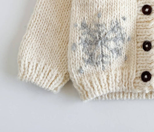 Snowflake Cardigan Baby Kid Winter Holiday Sweater Knit