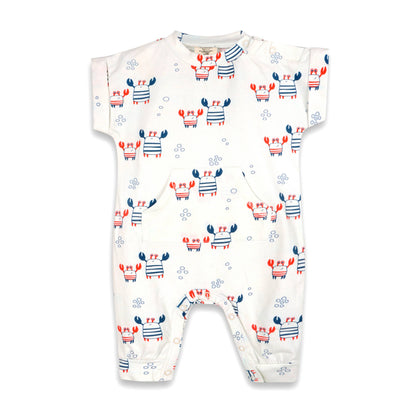 Nautical Crab Kangaroo Pocket Baby Jumpsuit (Organic Jersey)