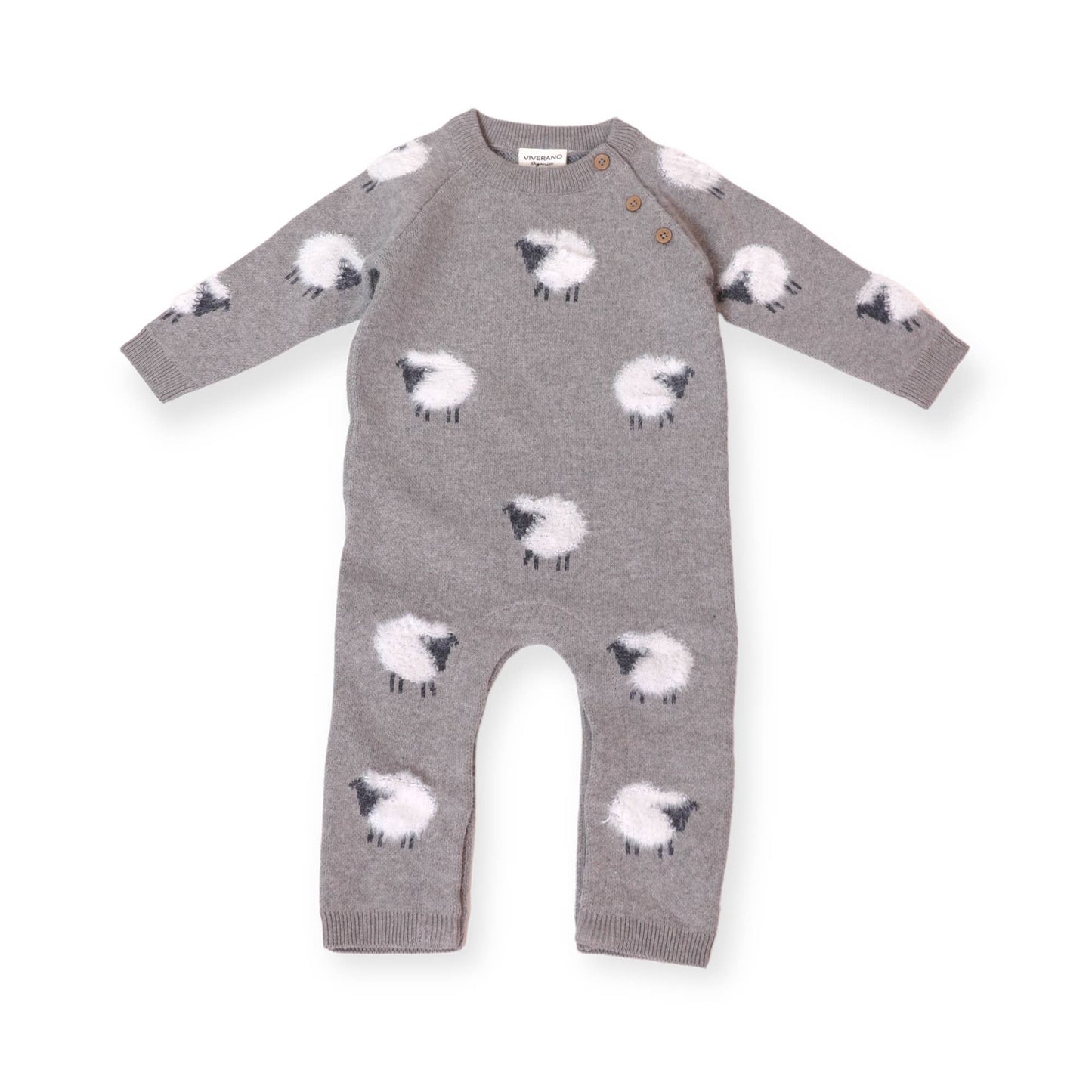 Furry Sheep Jacquard Sweater Knit Baby Jumpsuit (Organic)