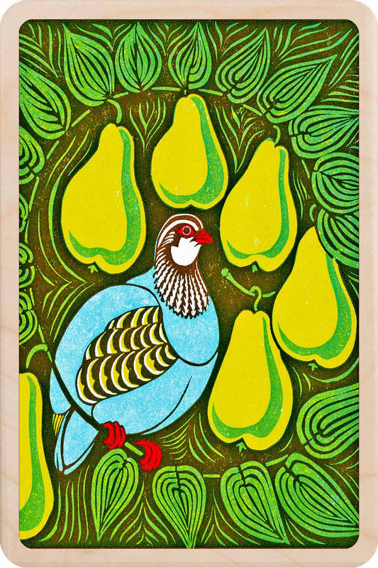 Partridge in a pear tree - Wooden Postcard