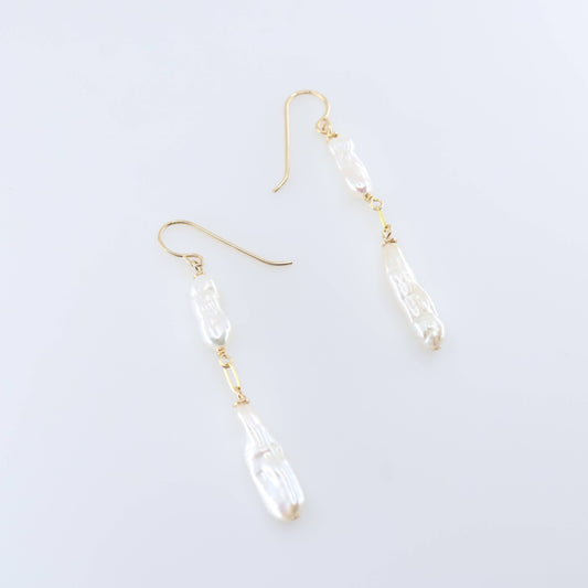 Freshwater Biwa Pearl Cascade Earrings