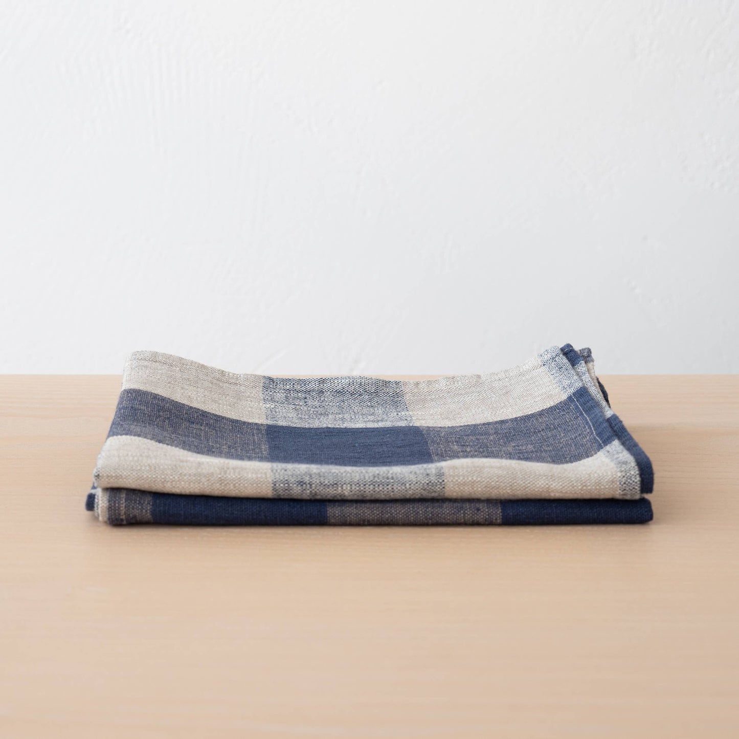 Linen Tea Towels Indigo Natural Grand Check