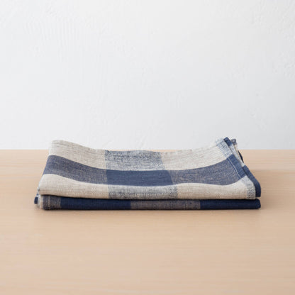 Linen Tea Towels Indigo Natural Grand Check