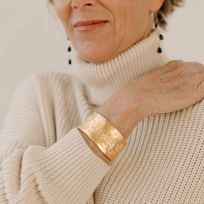 Cara 14 Karat Gold-Plated Recycled Brass Cuff Bracelet