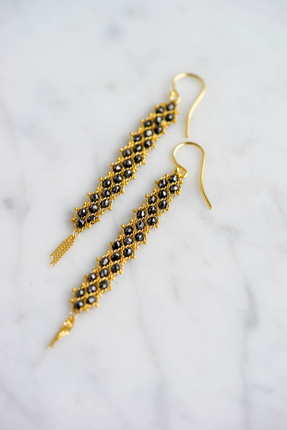 Amáli - Woven Black Diamond Textile Earrings