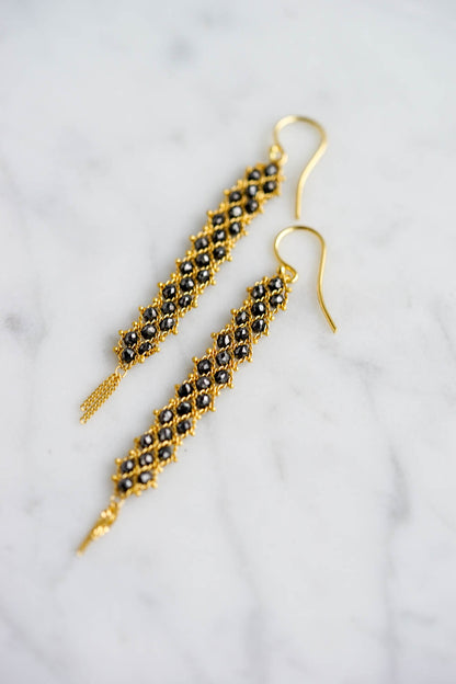 Amáli - Woven Black Diamond Textile Earrings