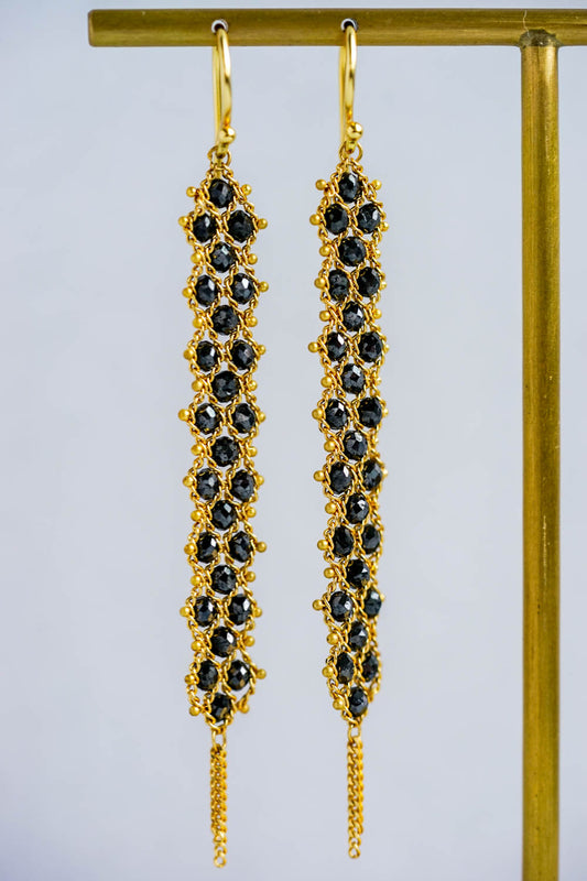 Amáli - Woven Black Diamond Textile Earrings