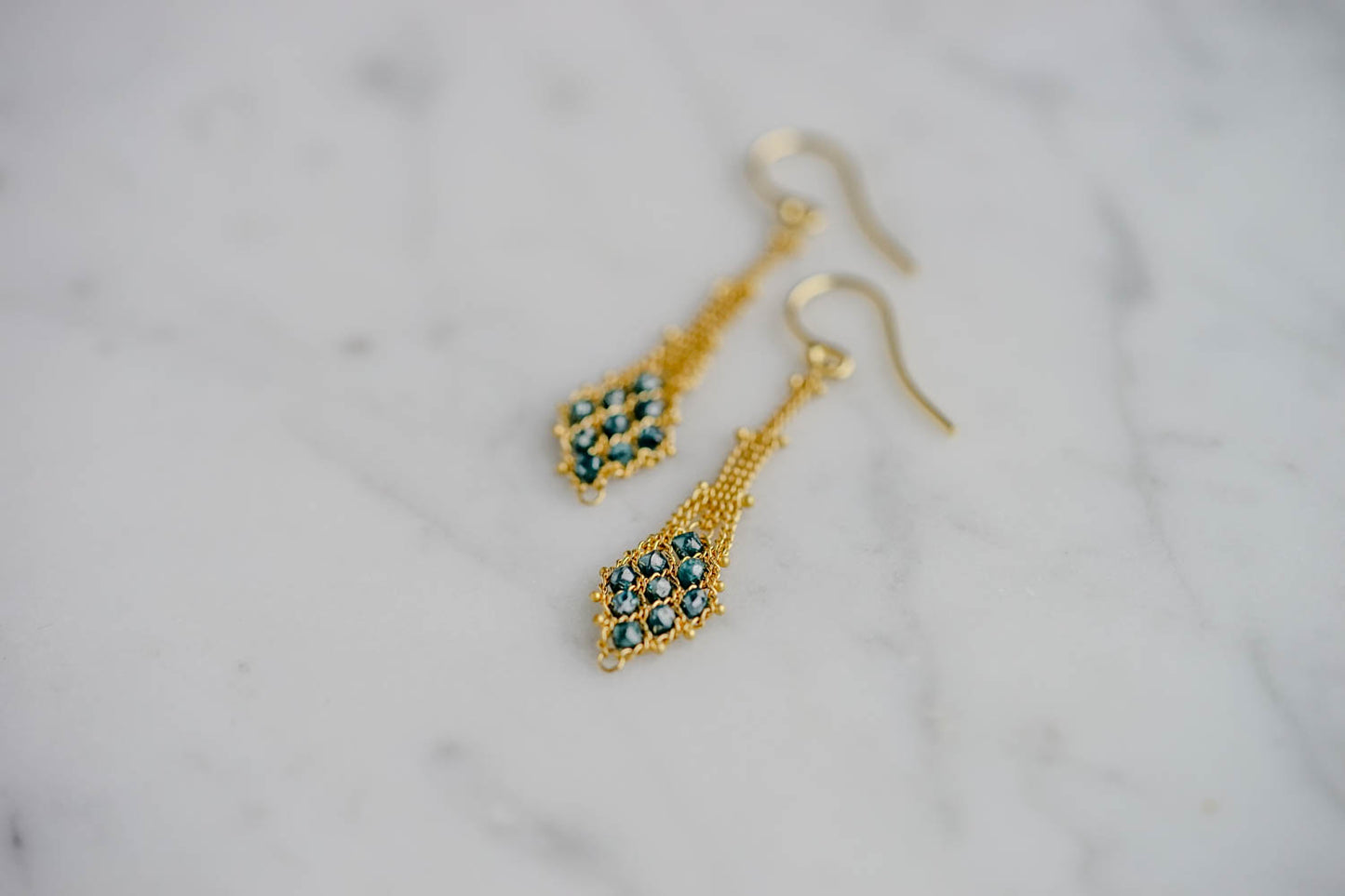 Amáli - Blue Diamond Textile Drop Earring