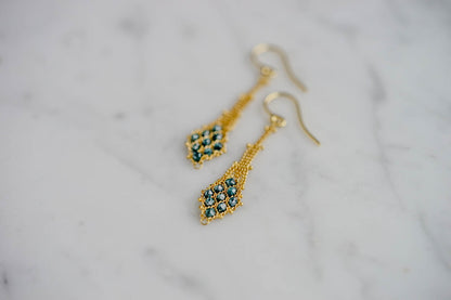 Amáli - Blue Diamond Textile Drop Earring