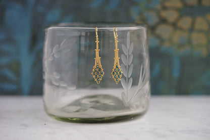 Amáli - Blue Diamond Textile Drop Earring