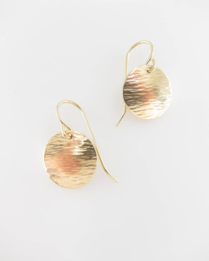 Hammer Textured Round Disc Earrings (2 sizes)