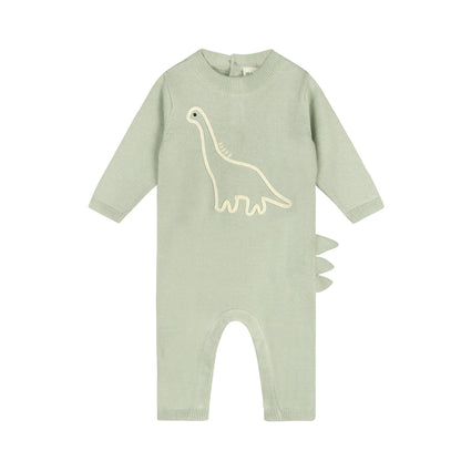 Dino Embroidered Baby Knit Jumpsuit (Organic)