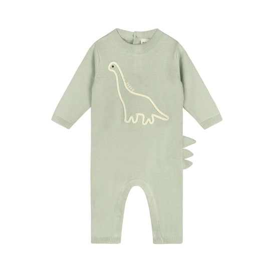 Dino Embroidered Baby Knit Jumpsuit (Organic)