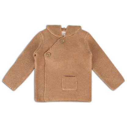 Hooded Button & Pocket Sweater Knit Baby Jacket (Organic)