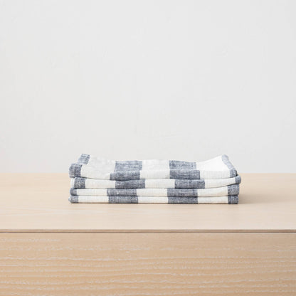 Linen Me Napkin Off White Blue Philippe, Striped Washed Linen