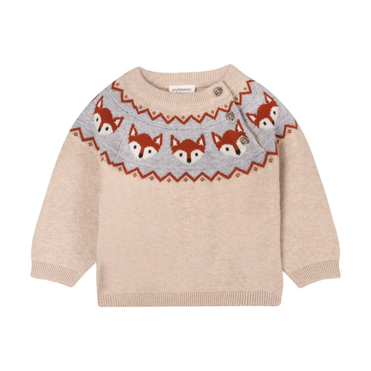 Fox Jacquard Fair Isle Sweater Knit Baby Pullover (Organic)