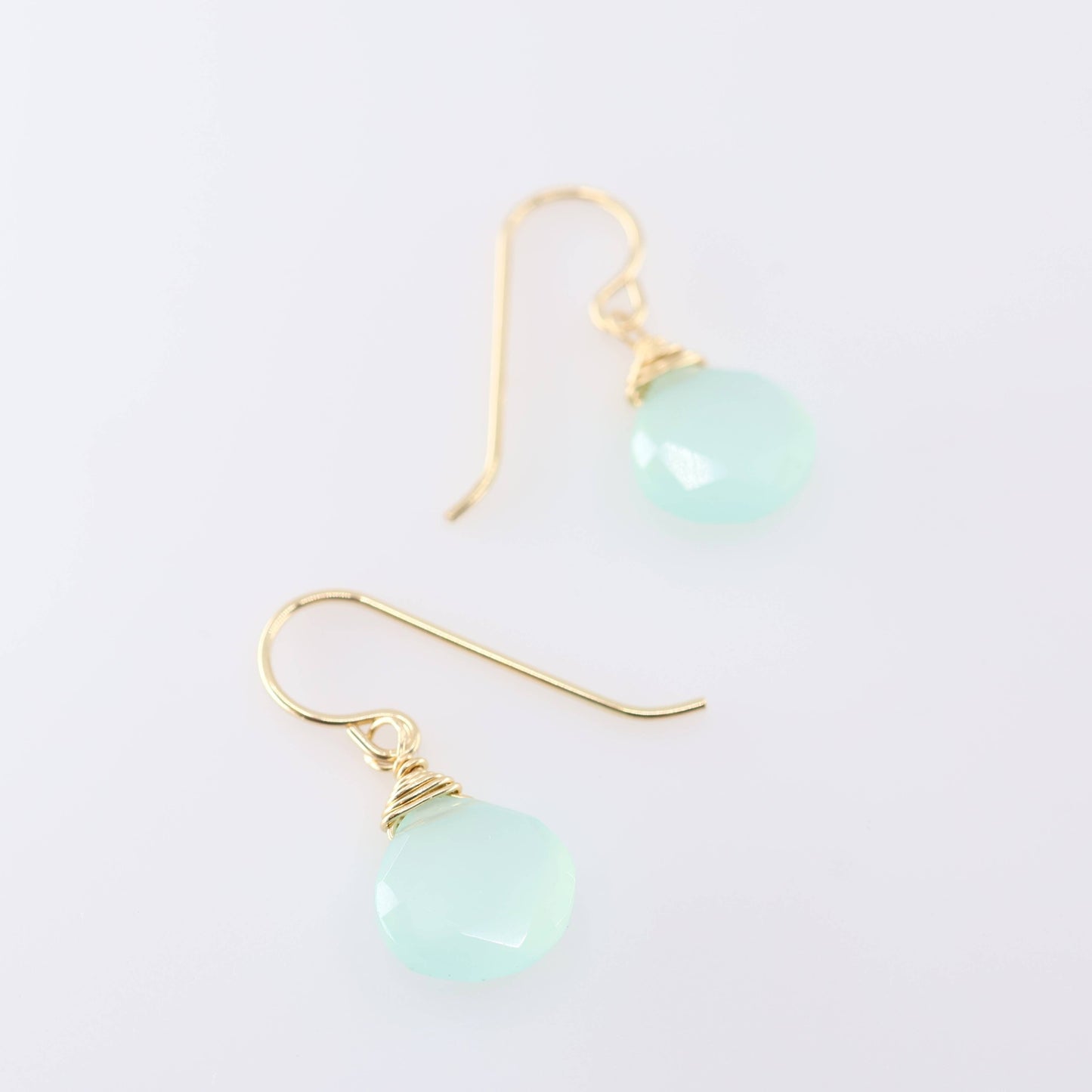 Aqua Chalcedony Drop Earrings