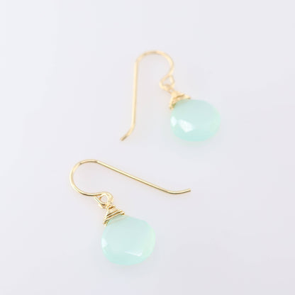 Aqua Chalcedony Drop Earrings