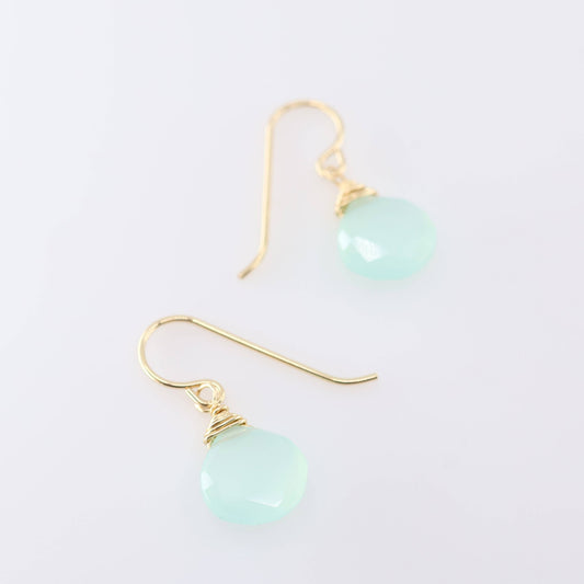 Aqua Chalcedony Drop Earrings