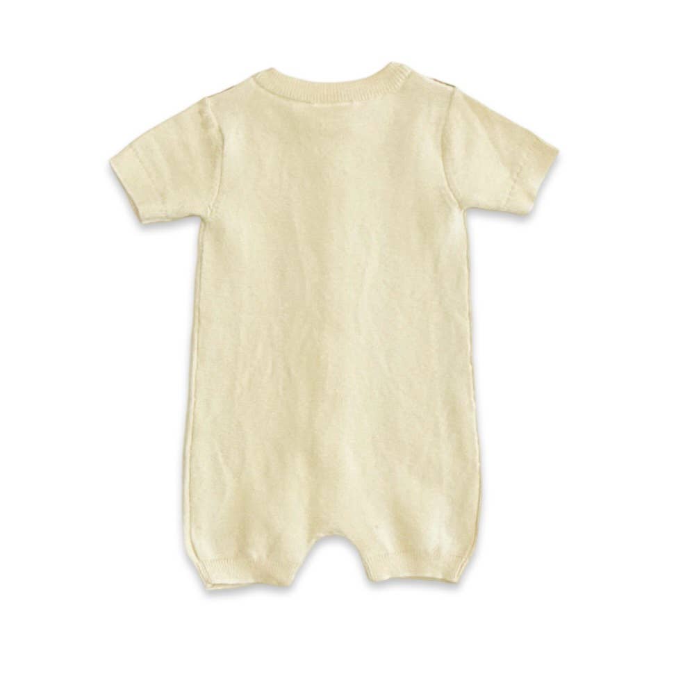 Stripe Knit Classic Button Baby Romper (Organic Cotton)
