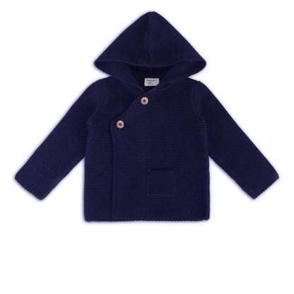 Hooded Button & Pocket Sweater Knit Baby Jacket (Organic)
