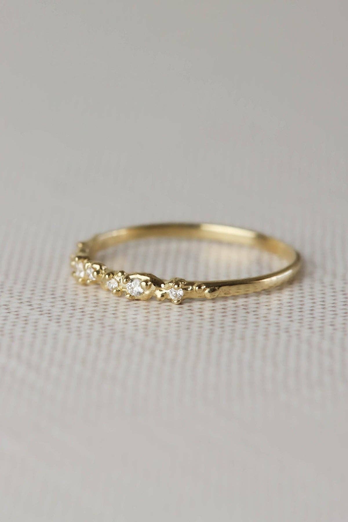 Solid Gold Isla Ring - Ocean Inspired Diamond Band