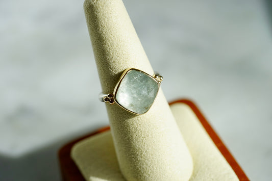 6.5ct Aquamarine Nestle ring w/ 14k bezel and sterling band - size 7