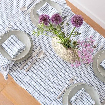 Linen Me - Napkin Graphic Check Off White Blue